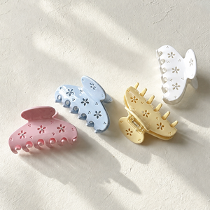 Pince à cheveux DD style Instagram, couleur unie simple, 7,6 cm, avec dentelle florale découpée, accessoires capillaires romantiques à la française, style coquette - Product Image 1