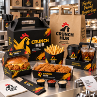 Emballage alimentaire à emporter pour la restauration rapide, boîte à hamburger, conteneur à emporter personnalisé avec logo de restaurant, boîtes à poulet frit en papier