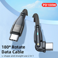 Soporte 100W PD 100W 5A 60W 3A USB Tipo-C Cable de datos de carga rápida para iPhone Mac Pro 180 grados giratorio Nylon IOS Compatible