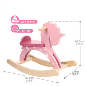 Jouet <span class=keywords><strong>cheval</strong></span> <span class=keywords><strong>à</strong></span> <span class=keywords><strong>bascule</strong></span> en bois rose pour enfants, cadeau d'anniversaire de noël, 2022 - Product Image 6