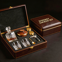 Kit de fumage de cocktails en bois de style ancien de haute qualité avec copeaux de bois, torche dorée et coffret cadeau en verre pour la mixologie et les mariages – Offre Spéciale