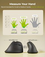 Seenda MOU-302 Mouse Nirkabel Vertikal Ergonomis Dapat Diisi Ulang, Mouse Senyap, Dapat Disesuaikan 1000/1600/2400 DPI, Mouse untuk Laptop Kantor
