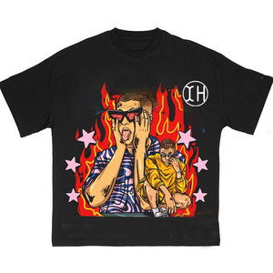 Kaos Custom Heavyweight 100% Katun dengan Cetakan Grafis, Model High Street Oversize Boxy Fit untuk Pria - Product Image 6