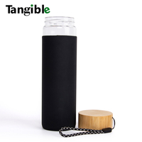 Bouteille d'eau portable anti-fuite en verre borosilicate haute performance, design sportif, écologique, avec logo personnalisé, capacité 500-600 ml, en bambou, modèle 2026