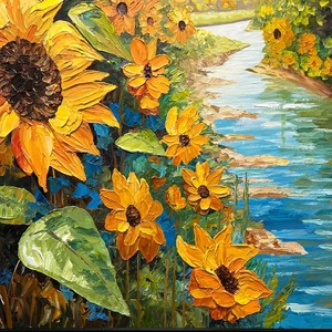 Décoration murale <span class=keywords><strong>tournesol</strong></span>, tableaux sur toile <span class=keywords><strong>tournesol</strong></span> style campagnard, art mural abstrait, <span class=keywords><strong>peinture</strong></span> à l'huile paysage <span class=keywords><strong>champ</strong></span>être, œuvre d'art pour la décoration intérieure - Product Image 4