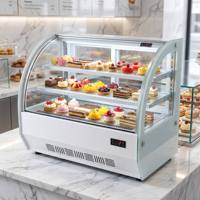 Vitrine Réfrigérée Compacte à Angle Droit pour Pâtisseries, Présentoir Commercial de Gâteaux pour Comptoir de Bar à Café avec 4 Roues Universelles