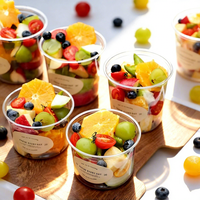 Wegwerp transparante fruit snijbeker vork lepel commerciële afhaal verpakking verzegeld verdikt lekvrij PET plastic aangepaste logo voedselverpakking