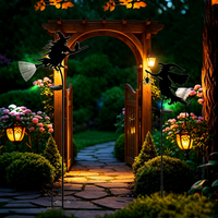 Luces LED de Halloween con energía solar, estaca con silueta de bruja voladora y decoración de araña con escoba luminosa
