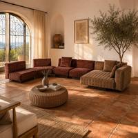 Muebles para el Hogar al por Mayor, Sofá Seccional Acolchado de Diseño Moderno y Minimalista, Tela de Terciopelo Amarillo para Uso en Villas, Centros Comerciales y Gimnasios