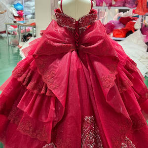 Robe de Quinceañera Rouge Moderne avec Appliques de Paillettes, Longueur Ras du Sol, Traîne Chapelle, Dos Nu, Robe de Bal pour Anniversaire 15/16 Ans, Robe de Princesse pour Concours - Product Image 3