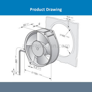 Ventilador Axial de Refrigeración para Tránsito Ferroviario, 7218N 150x150x55mm 15055 48VDC 12W 3050RPM 0.25A 360m3/h, Eléctrico, OEM/ODM, Rodamiento de Bolas - Product Image 4