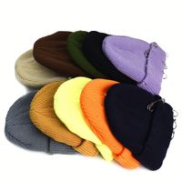 Gorro de punto elástico grueso con efecto desgastado, sombrero unisex estilo punk grunge con accesorios extraíbles para camping, campus, conciertos y uso diario.