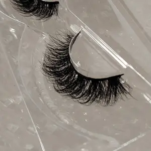 D619-F full strip eyelashes natural packaging lash extension beauty single spike 3d russian cat eye fox c curl