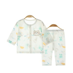 Conjunto de Verano para Bebé, Pijama de Manga Larga, Delgada y Transpirable, de Dos Piezas, Algodón Puro, Unisex - Product Image 3