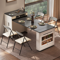 Meuble de Rangement pour Salle à Manger, Table Îlot de Cuisine Intégrée, Usage Domestique, Extensible et Pliable, Multifonctionnel pour Petit Appartement, Comptoir de Bar