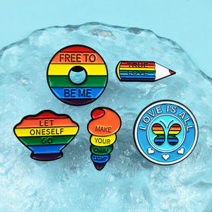 Épingles à revers en métal émaillé en forme de coquille de crème glacée arc-en-ciel LGBT en gros, design de fierté gay pour vêtements et artisanat - Product Image 5