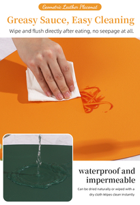 Nordisches PU-Leder Unregelmäßiges Tischset Hitzebeständig Rutschfest Wasserdicht 11 Farben Hotel Bankett Café Heim Tischdekoration - Product Image 5