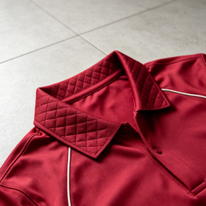 Polo de golf pour <span class=keywords><strong>homme</strong></span> OEM, col matelassé bordeaux, passepoil contrastant, séchage rapide, manches courtes, polo de sport personnalisé - Product Image 3