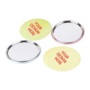 Promotion Pocket Mini Mirror Sublimation Custom Logo Tin Round Makeup Mirror for Business Corporate