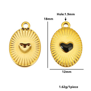 Oval Heart Pendant 18K Gold Plated Stainless Steel DIY Jewelry Accessory for <b>Bracelet</b> Necklace - Product Image 3