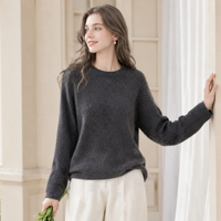 Pulls pour femmes en cachemire 100% avec fil scintillant, col rond, automne-hiver, sur mesure OEM, 10 pièces