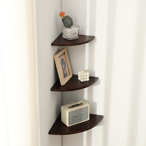 Solid Wood Corner <b>Shelf</b> 3 Tier <b>Wall</b> <b>Mounted</b> Polygon Shape Multi Purpose Durable Decorative <b>Shelf</b> For Living Room Bedroom - Product Image 2