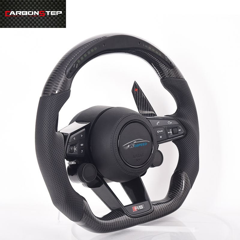 Модификация автомобиля для Audi R8 TT MK3 A3 8p A4 B8 A5 B8 A6 C7 A7 Q3 S8 Led S3 Rs3, настоящее углеродное волокно, светодиодный руль