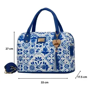Bolso Tote de Algodón Azul para Mujer, Marca Fana Dariana, Tamaño Mediano, Estilo Playa, con Cierre de Broche, Apto para Veganos - Product Image 4