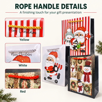 Sacs en papier de Noël personnalisés avec logo imprimé, sacs cadeaux en carton blanc avec poignées pour les achats de Noël et l'emballage de détail