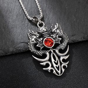 Collar con Colgante de Espada Cruzada de Doble Dragón para Hombre, Acero Inoxidable 316L, Estilo Punk Vintage, Joyería de Moda Animal, Venta al por Mayor - Product Image 2