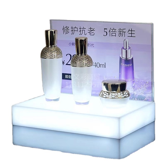 Tabletop Eco-Friendly Acrylic LED Lighting Cosmetics and Perfume Acrylic Display Stand for Supermarket Retail Shop