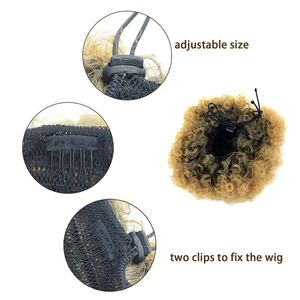 Vente chaude Bouffée <span class=keywords><strong>Chignon</strong></span> Synthétique <span class=keywords><strong>Court</strong></span> <span class=keywords><strong>Cheveux</strong></span> Bouclés <span class=keywords><strong>Chignon</strong></span> Cordon Deux Clip Extensions de <span class=keywords><strong>Cheveux</strong></span> <span class=keywords><strong>pour</strong></span> les Femmes Élastique Attachement - Product Image 2