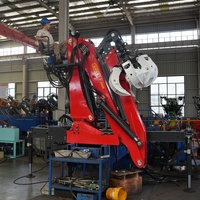 Grue forestière hydraulique pour bois avec grappin, grue forestière pour bois pour camion