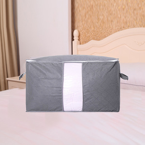 Large Quilt Storage Bag Gray Rectangle Bedroom Organizer Clothing Storage Bag Standing Type - Product Image 1