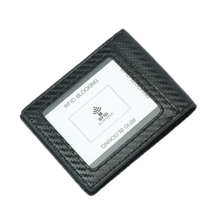 Custom Hot Selling RFID Blocking Carbon Fiber Minimalist Genuine Leather <strong>Mens</strong> <strong>Wallet</strong> With <strong>Coins</strong> <strong>Pocket</strong> - Product Image 4