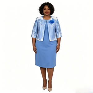 Tenues de luxe personnalisées pour la mère de la mariée, robe d'église avec deux ensembles de costumes pour femmes grandes tailles, tenue élégante - Product Image 2