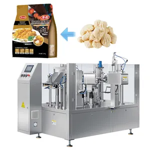 Máquina de embalagem de bolsas para alimentos congeladas automáticas Máquina rotativa de embalagem para ensacamento de frango e produtos congelados