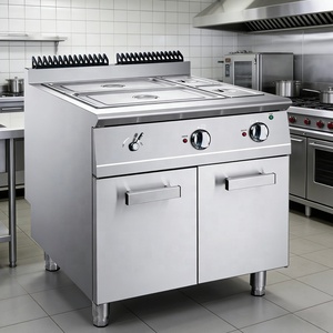 Pemanas Makanan Listrik Heavy Duty 4 Pan Bain Marie Kabinet Alas Stainless Steel Peralatan Dapur Restoran Stasiun Sup Manual - Product Image 1