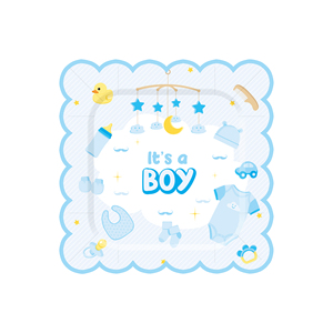 DAMAI - Juego de Vajilla Desechable de Papel con Diseño de Baby Shower Azul, Platos, Vasos y Servilletas para Fiestas de Niños - Product Image 4