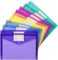 Carpeta de Documentos Ecológica A4 con Botón a Presión de PP en Colores Pastel, Carpeta de Archivos de Papel Resistente, Carpeta de Archivos Impermeable A4 con Anillas en D y Clip de PP