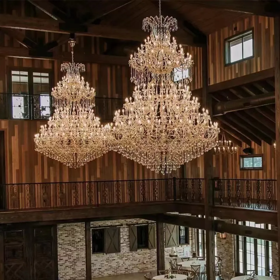 Grand lustre en cristal de luxe moderne projet personnalisé lustre à bougie suspension villa hall de l'hôtel salon oom fête de mariage