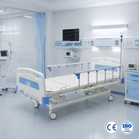 Lit médical manuel OEM à trois fonctions, lit de soins réglable à 3 manivelles pour hôpitaux et centres de réadaptation
