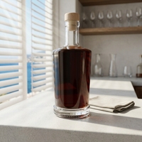 Bouteille de spiritueux OEM en gros, haute rentabilité, luxe, base gaufrée, transparente, 500/700/750 ml pour gin artisanal premium et spiritueux vieillis en fût
