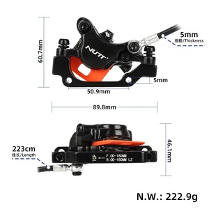 ชุดเบรกไฮดรอลิก NUTT รุ่น 180F 160R ด้านหน้า-หลัง ขวา สายเบรกยาว 1400 มม. และ 2200 มม. พร้อมมือเบรก Y5 เบรกดิสก์ไฮดรอลิกแบบลูกสูบคู่ NUTT - Product Image 2