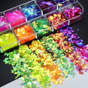 12 couleurs paillettes irrégulières brillantes paillettes grand 3D 3D opale Aurora fragments de papier de verre pour accessoires d'ongles <span class=keywords><strong>et</strong></span> manucure bricolage - Product Image 4