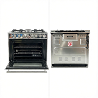 Cuisinière autonome 4 brûleurs gaz et 2 électriques avec four 120L grande capacité en acier inoxydable pour usage commercial et domestique
