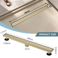 Drain de douche invisible 28 pouces en acier inoxydable brossé, insert de carrelage linéaire pour projets intensifs