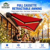 Auvent rétractable commercial à cassette complète, système de protection solaire électrique à bras articulés en aluminium pour restaurant, café, terrasse