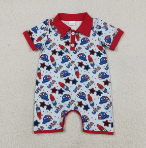 RTS - Camisetas azules con estampado de botones del 4 de julio y gorros de paleta para bebés y niños - Product Image 6