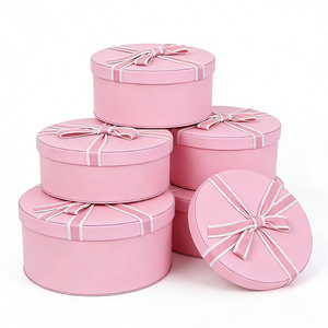 Cajas de Regalo Rígidas de Cartón con Tapa y Base Redondas, Personalizadas con Logotipo, para Cumpleaños, San Valentín, Bodas - Product Image 1